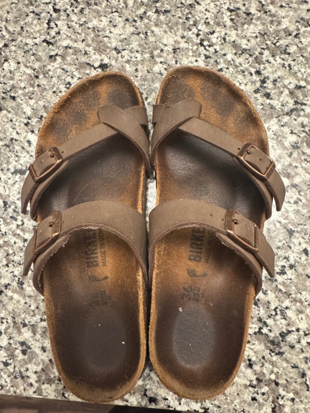 Birkenstock Brown Leather Two-Strap Sandals